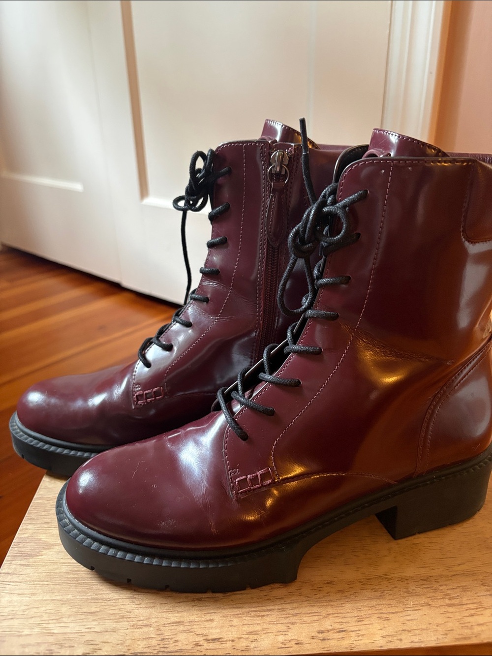 Coach Women’s Lace-Up Boots in Burgundy Patent